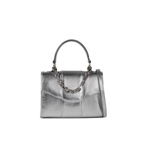 LISELLE KISS Women's Silver Metallic Faux Chain Detail Band Single Crossbody